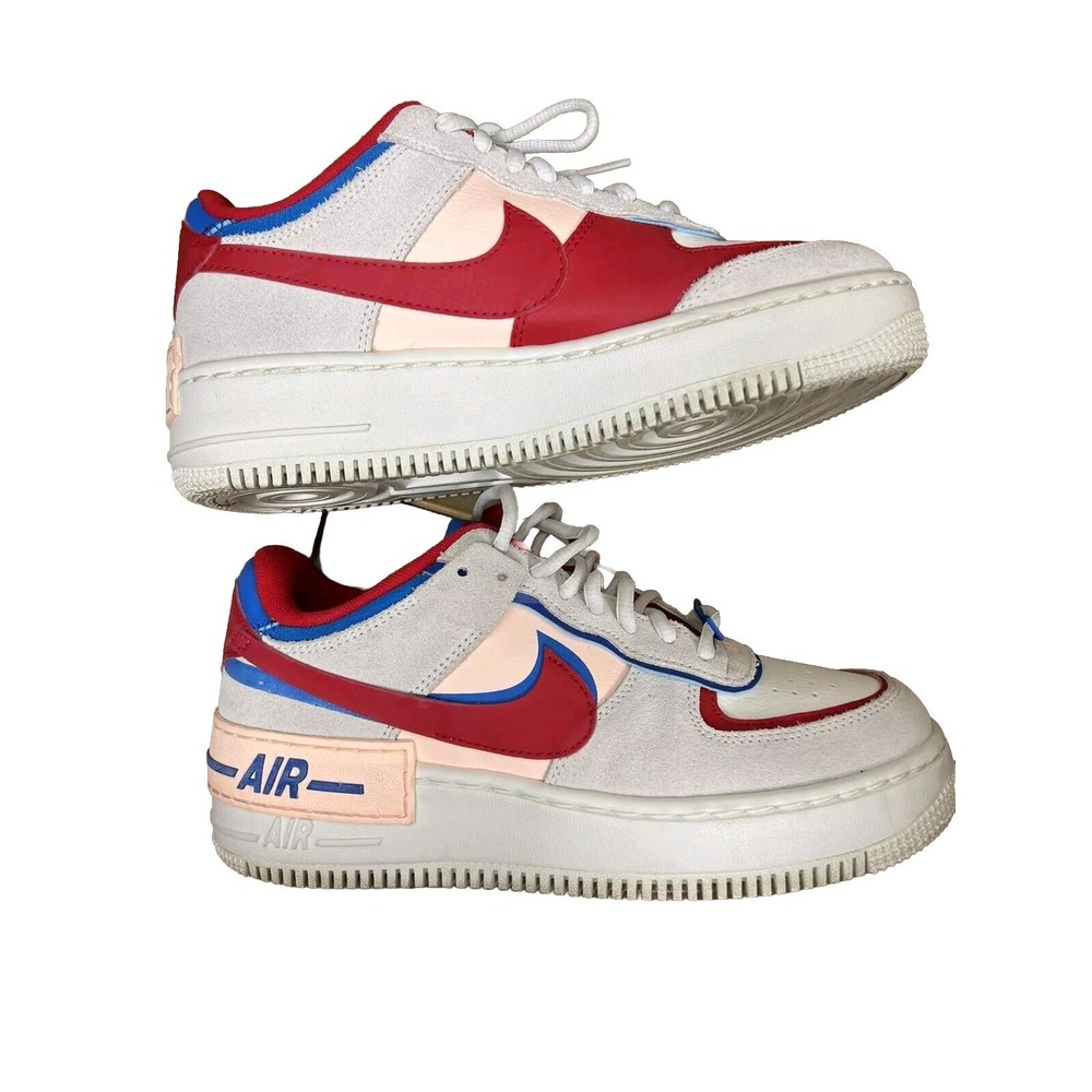 Nike Women's Shoes Air Force 1 Shadow Sail White Red Blue Size 8